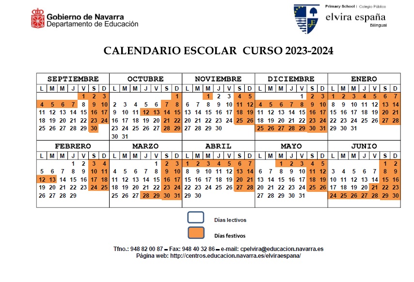 Calendario Escolar curso 23-24 Elvira España